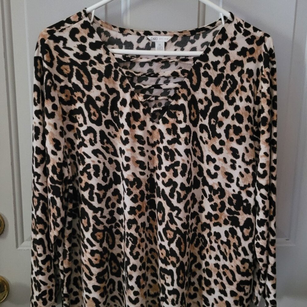 Cato Leopard Print Pullover Top Misses Size XL